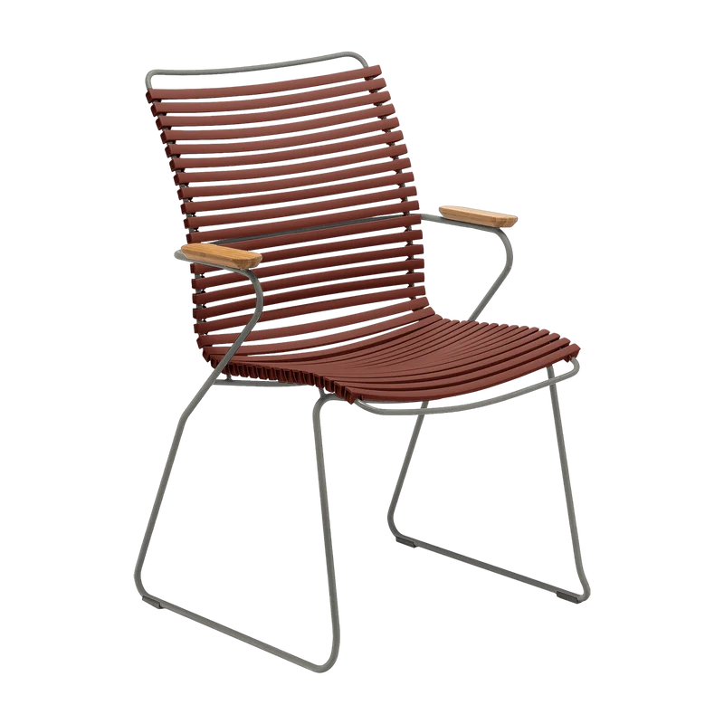 Chaise en métal et plastique rouge Paprika avec grand dossier CLICK - Houe
