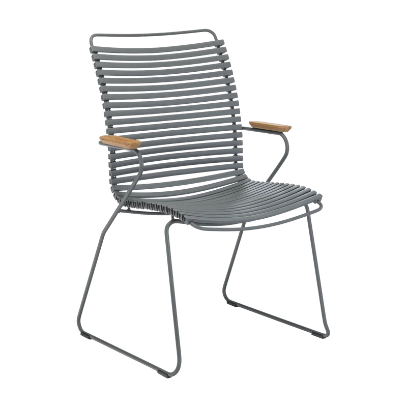 Chaise en métal et plastique gris avec grand dossier CLICK - Houe