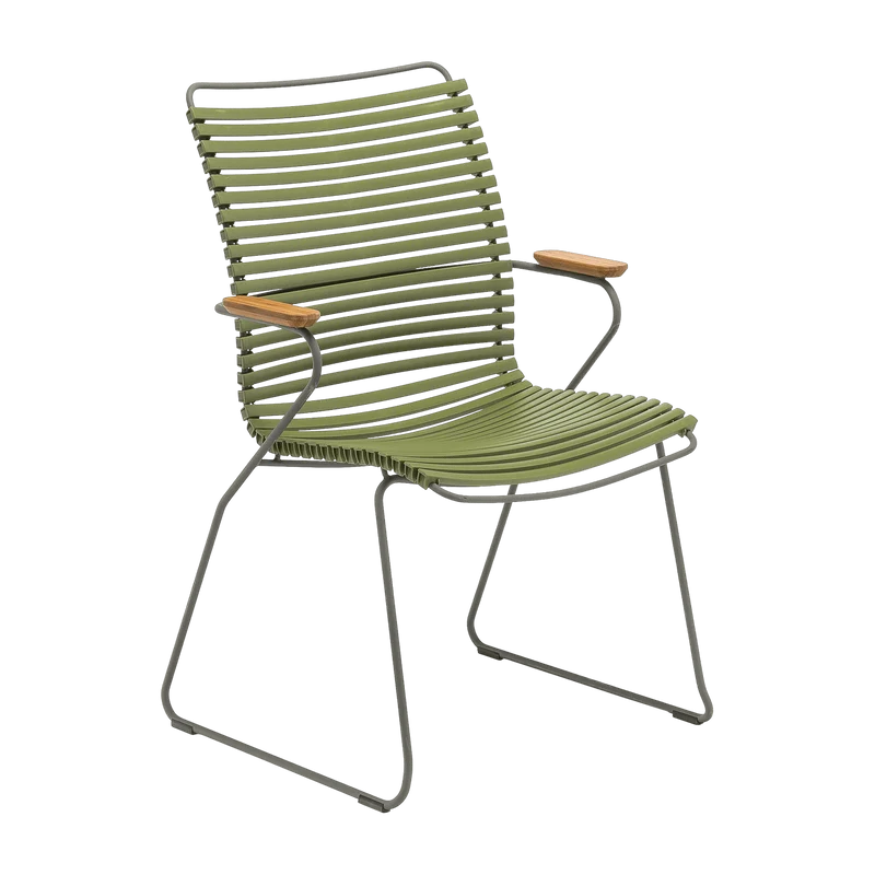 Chaise en métal et plastique vert olive avec grand dossier CLICK - Houe