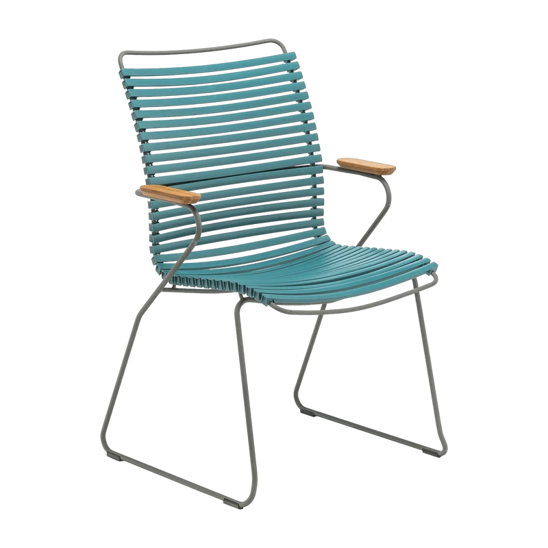 Chaise en métal et plastique bleu pétrole avec grand dossier CLICK - Houe