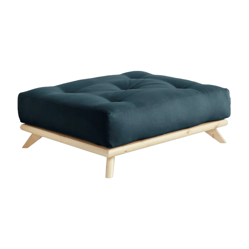 Pouf en pin et tissu bleu pétrole 100x90x40cm Senza - Karup Design