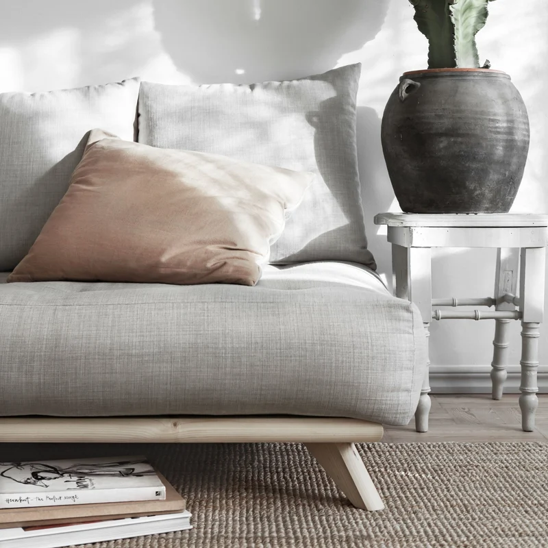 Pouf en pin et tissu bleu pétrole 100x90x40cm Senza - Karup Design