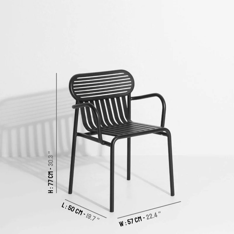 Chaise de jardin avec accoudoirs noire Week-End - Petite Friture