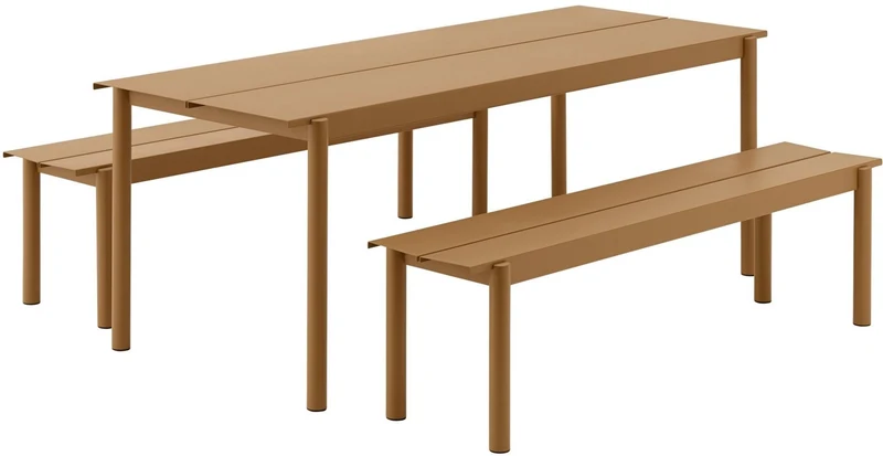 Table d'extérieur en acier orange 200 x 75 cm Linear - Muuto