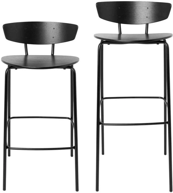Chaise de bar en métal noir M 76 cm Herman - Ferm Living