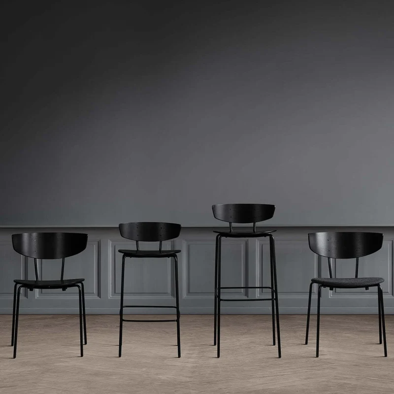 Chaise de bar en métal noir M 76 cm Herman - Ferm Living