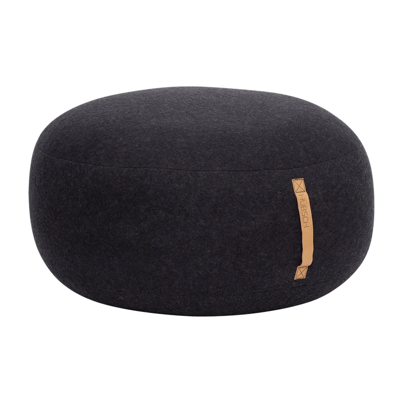 Pouf en laine gris foncé - Hübsch