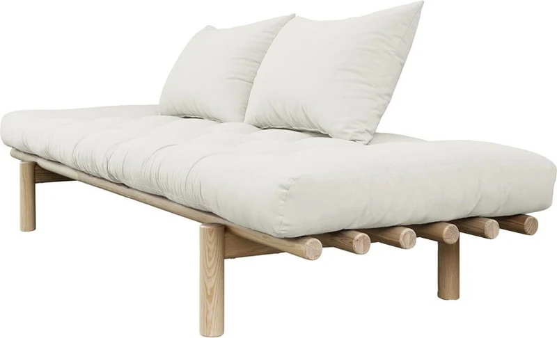 Lit de jour en bois naturel et matelas écru Pace - Karup Design