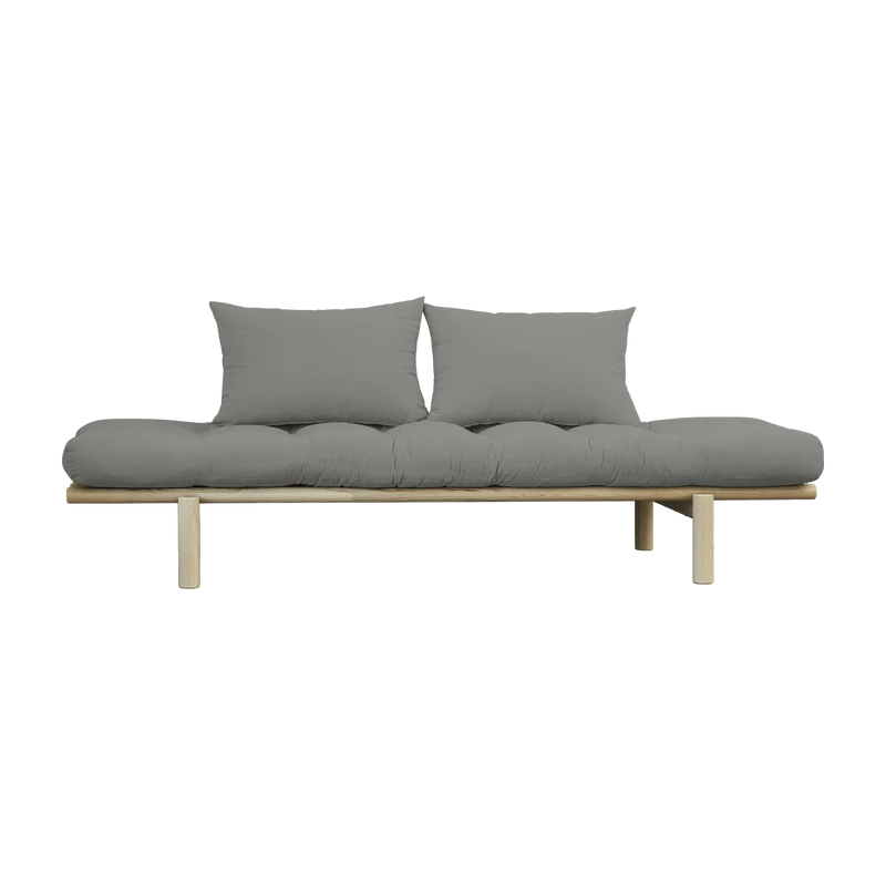 Lit de jour en bois naturel et matelas gris Pace - Karup Design