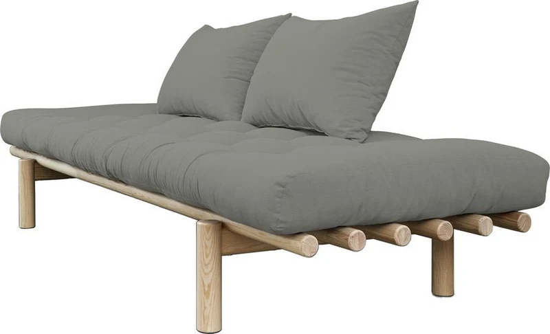 Lit de jour en bois naturel et matelas gris Pace - Karup Design