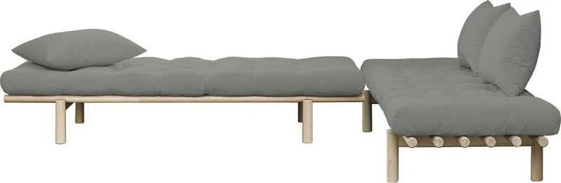 Lit de jour en bois naturel et matelas gris Pace - Karup Design