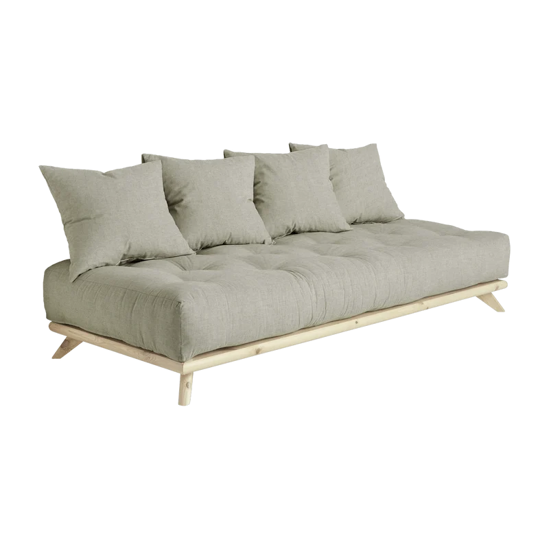 Canapé 2 places en pin et matelas lin 200x90cm Senza - Karup Design