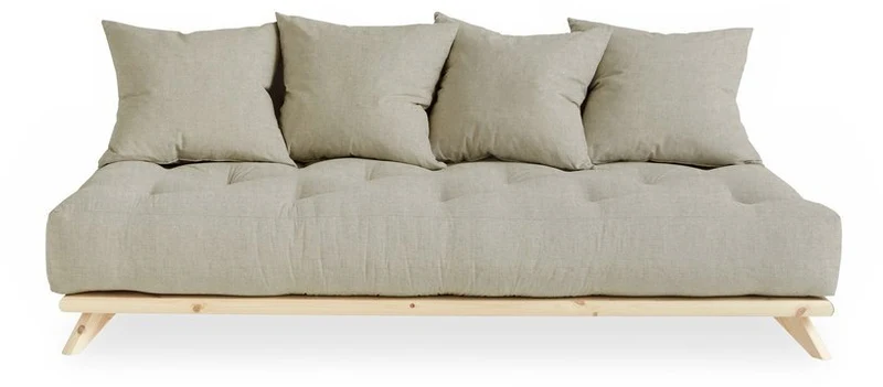 Canapé 2 places en pin et matelas lin 200x90cm Senza - Karup Design