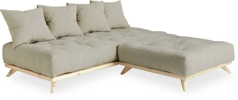 Canapé 2 places en pin et matelas lin 200x90cm Senza - Karup Design