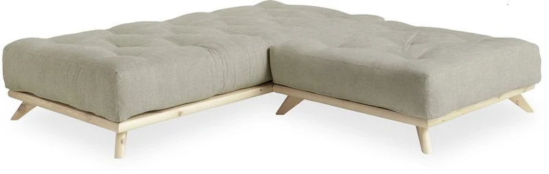 Canapé 2 places en pin et matelas lin 200x90cm Senza - Karup Design