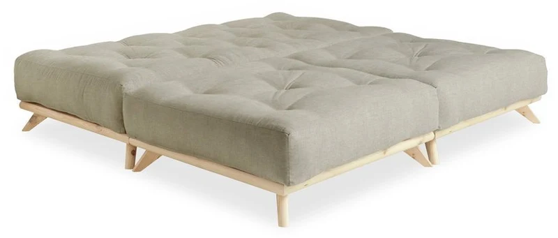 Canapé 2 places en pin et matelas lin 200x90cm Senza - Karup Design