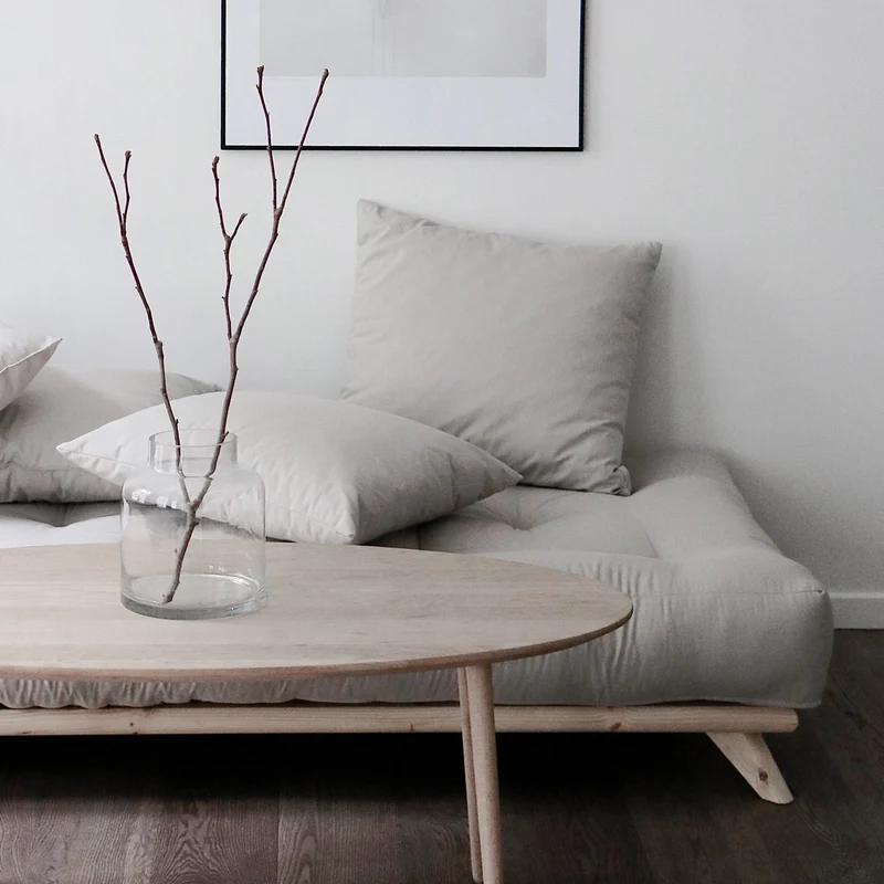 Canapé 2 places en pin et matelas lin 200x90cm Senza - Karup Design