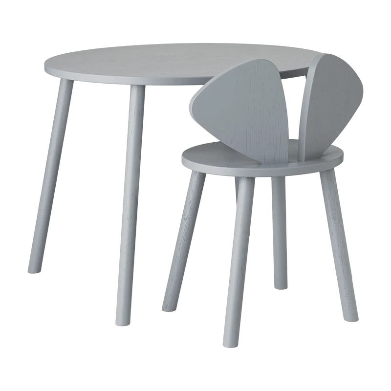Set table et chaise en bois gris Mouse - Nofred