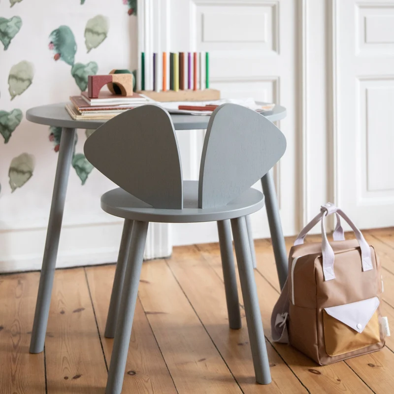 Set table et chaise en bois gris Mouse - Nofred
