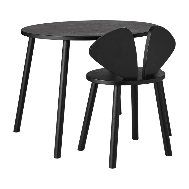 Set table et chaise en bois noir Mouse - Nofred