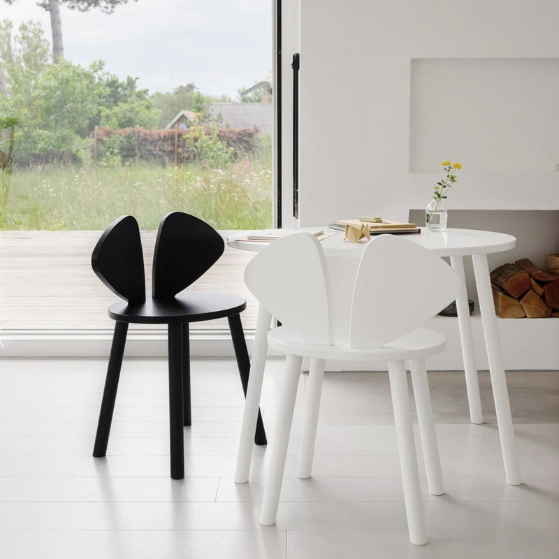 Set table et chaise en bois noir Mouse - Nofred