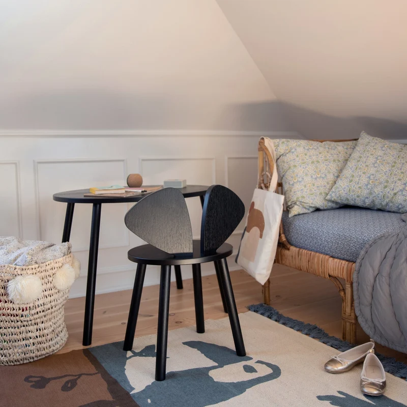 Set table et chaise en bois noir Mouse - Nofred