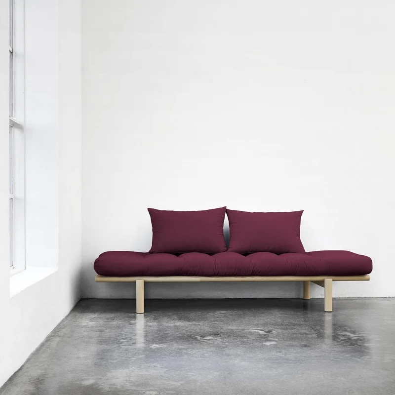 Lit de jour en bois naturel et coton violet Pace - Karup Design