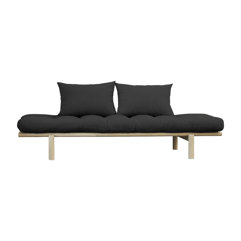 Lit de jour en bois naturel et coton noir Pace - Karup Design