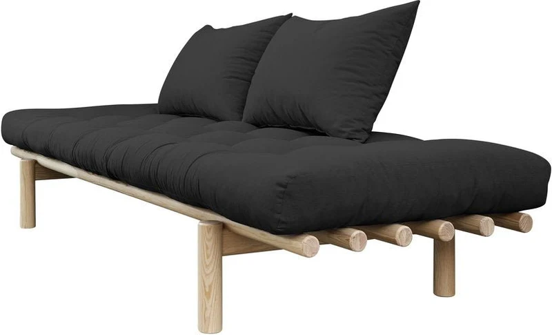 Lit de jour en bois naturel et coton noir Pace - Karup Design