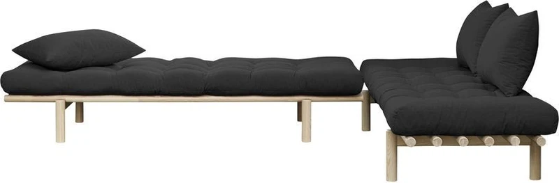 Lit de jour en bois naturel et coton noir Pace - Karup Design