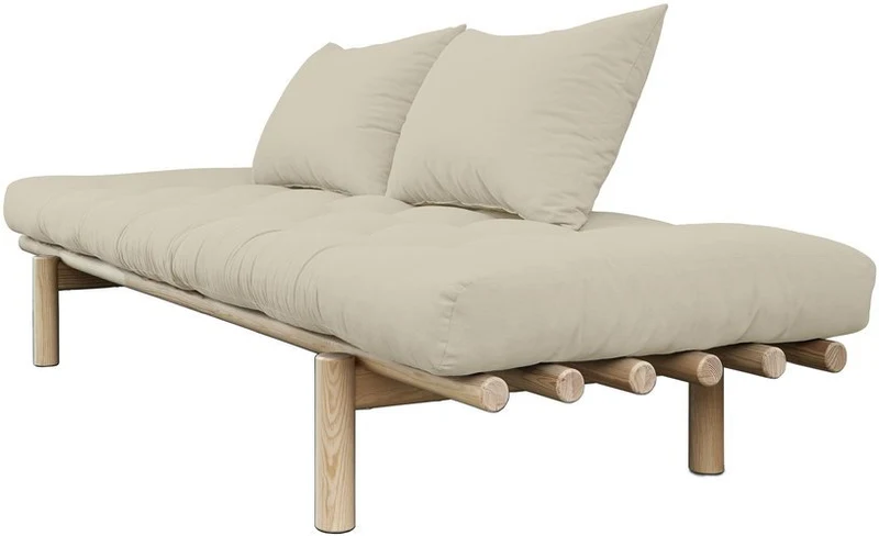 Lit de jour en bois naturel et coton beige Pace - Karup Design