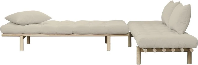 Lit de jour en bois naturel et coton beige Pace - Karup Design