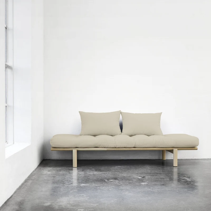 Lit de jour en bois naturel et coton beige Pace - Karup Design