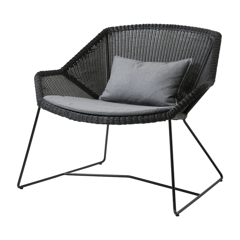 Fauteuil noir avec coussins gris Breeze lounge - Cane-Line