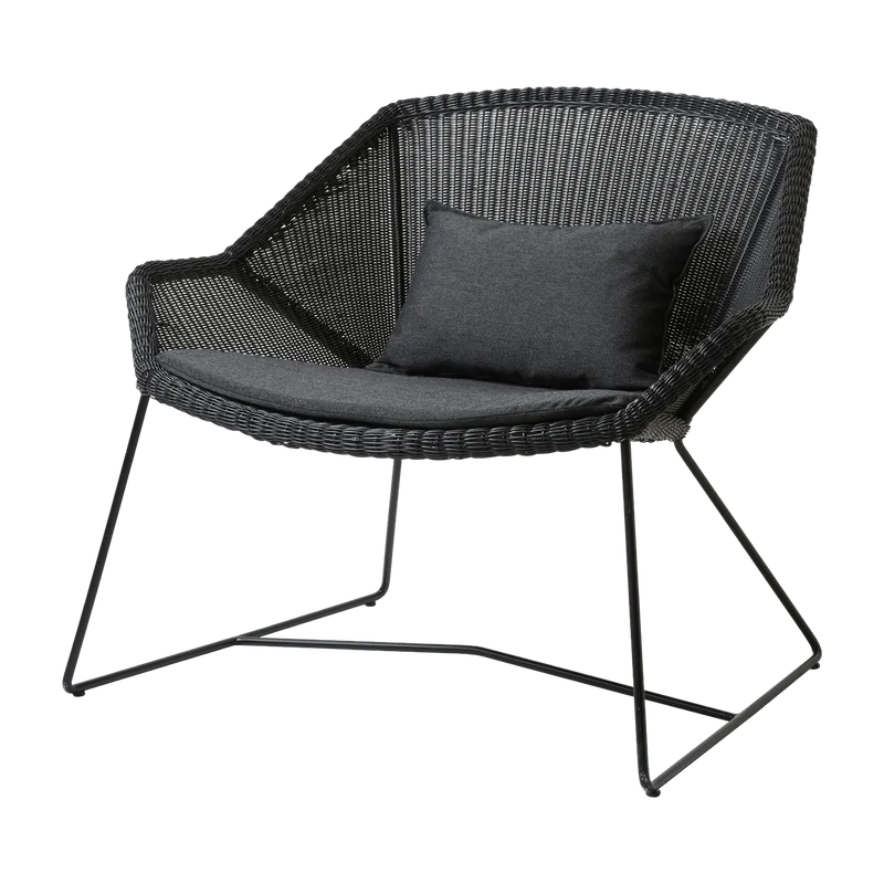 Fauteuil noir avec coussins noirs Breeze lounge - Cane-Line
