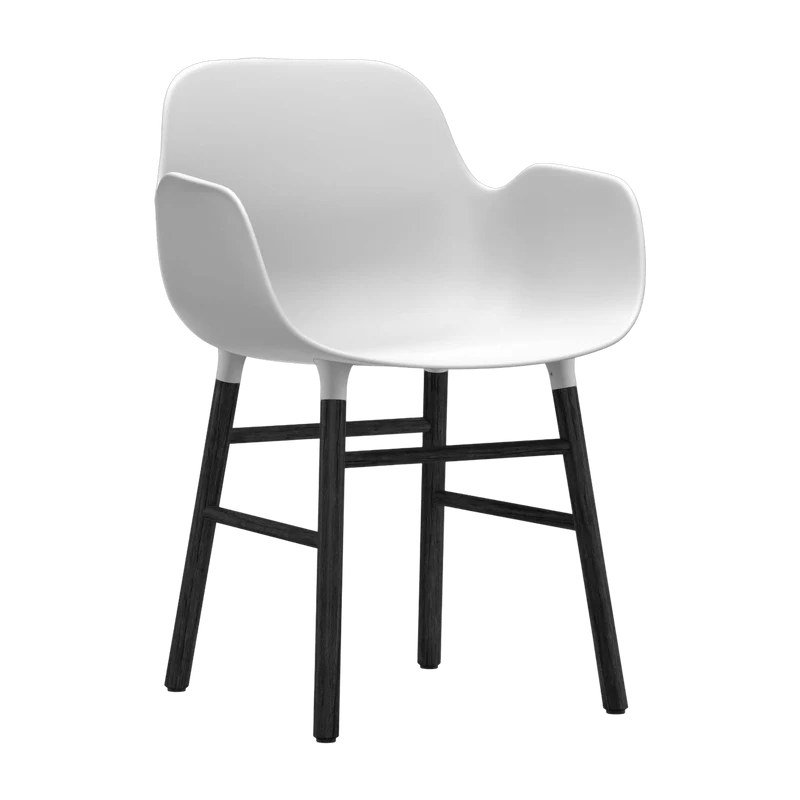Chaise avec accoudoirs en bois noir et pp blanc Form - Normann Copenhagen