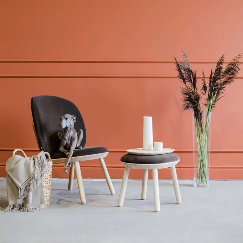 Tabouret en velours marron Naïve - Emko