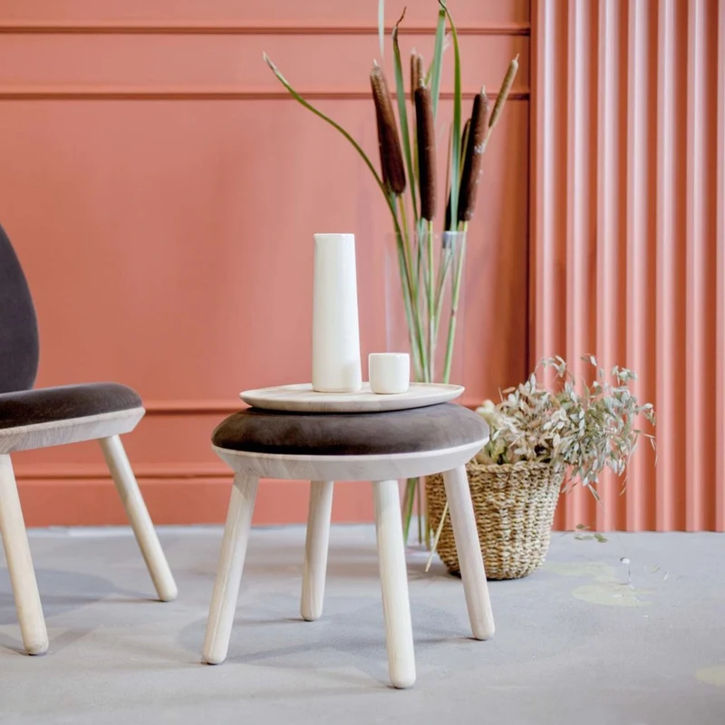Tabouret en velours marron Naïve - Emko