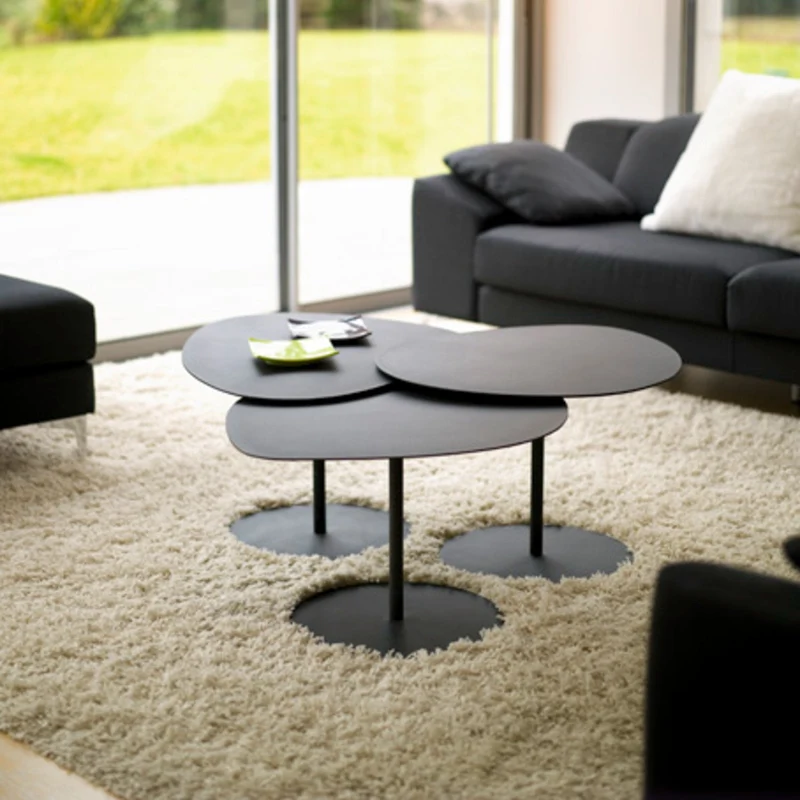 Table basse en acier blanche Galet n°1 - Matière Grise