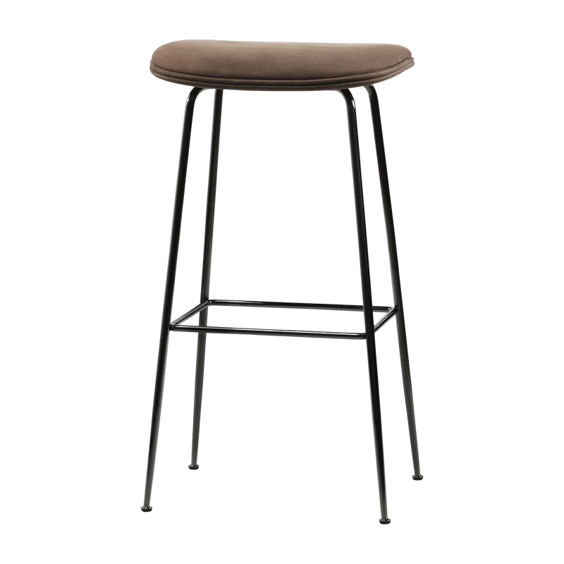 Tabouret de bar en métal noir et cuir nubuck Beetle - Gubi