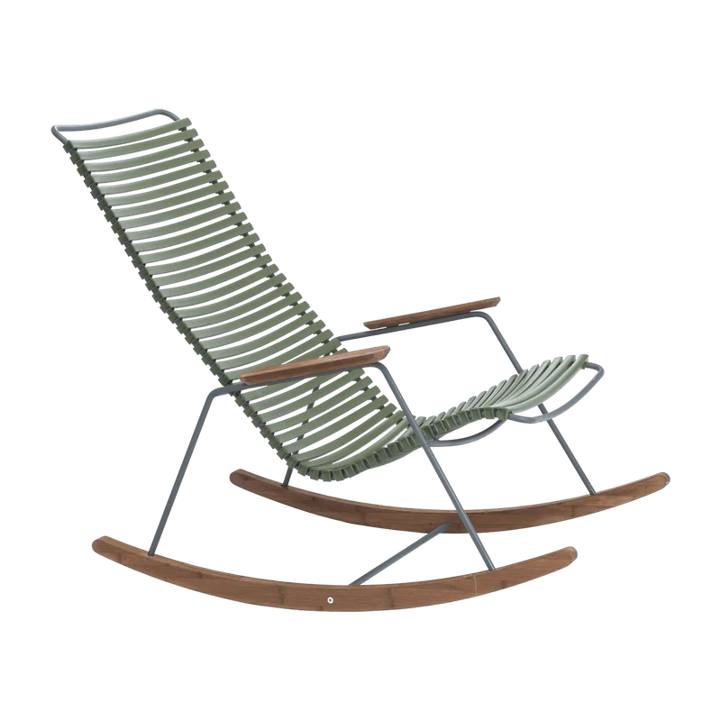 Chaise berçante en métal et plastique vert olive CLICK - Houe