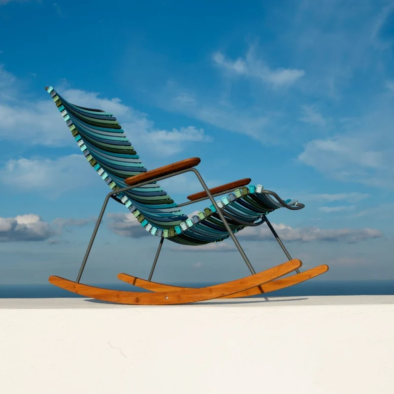Chaise berçante en métal et plastique vert olive CLICK - Houe