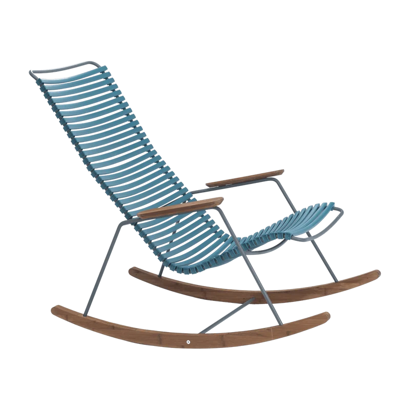 Chaise berçante en métal et plastique bleu pétrole CLICK - Houe