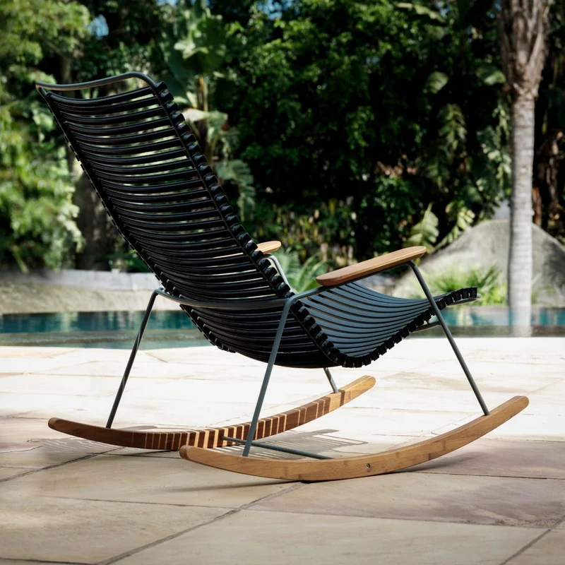 Chaise berçante en métal et plastique bleu clair CLICK - Houe