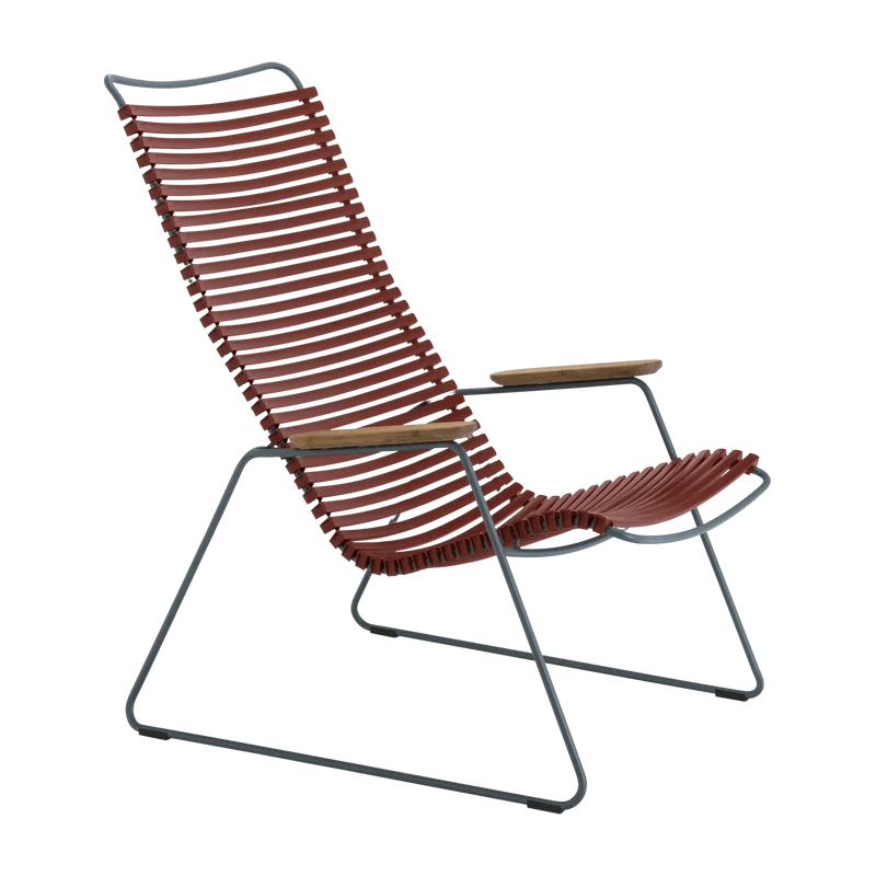 Chaise lounge en métal et plastique rouge Paprika CLICK - Houe