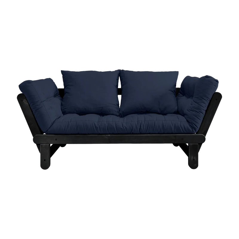 Canapé en bois noir convertible 2 places bleu marine Beat - Karup Design