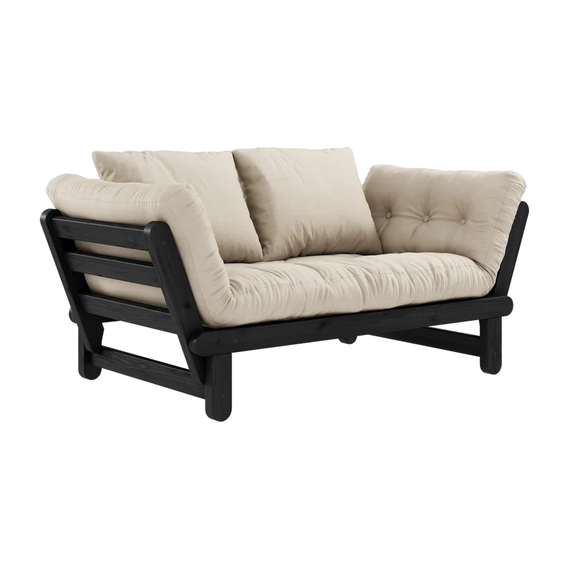 Canapé en bois noir convertible 2 places beige Beat - Karup Design