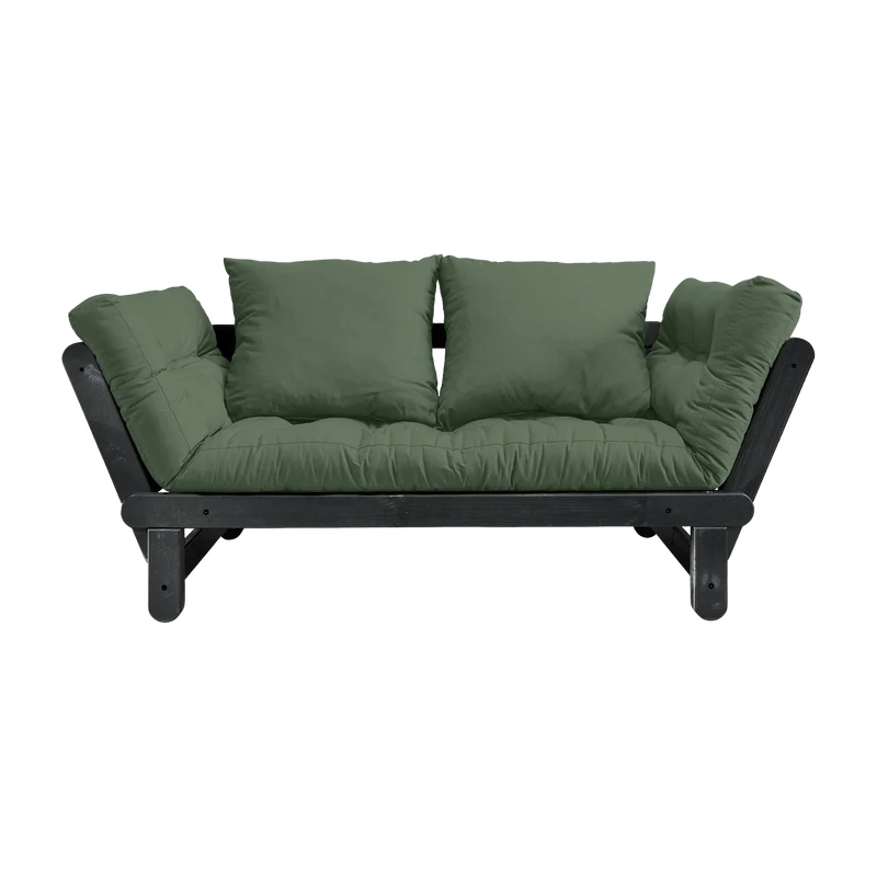 Canapé en bois noir convertible 2 places vert olive Beat - Karup Design