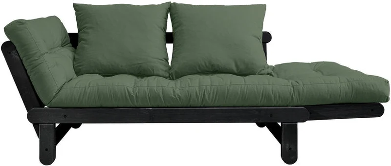 Canapé en bois noir convertible 2 places vert olive Beat - Karup Design