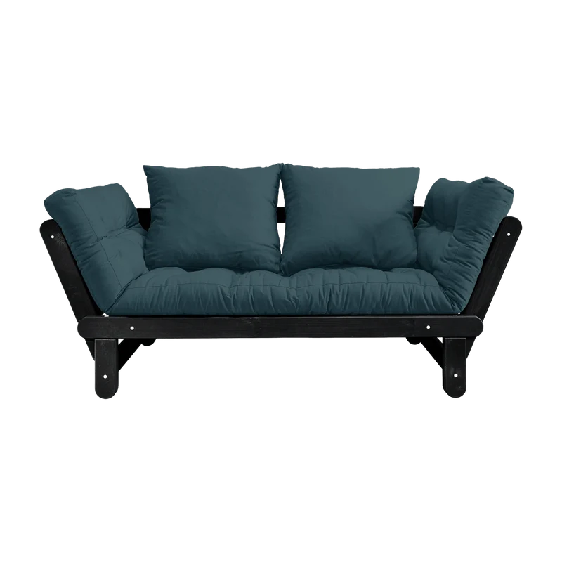 Canapé en bois noir convertible 2 places bleu petrol Beat - Karup Design